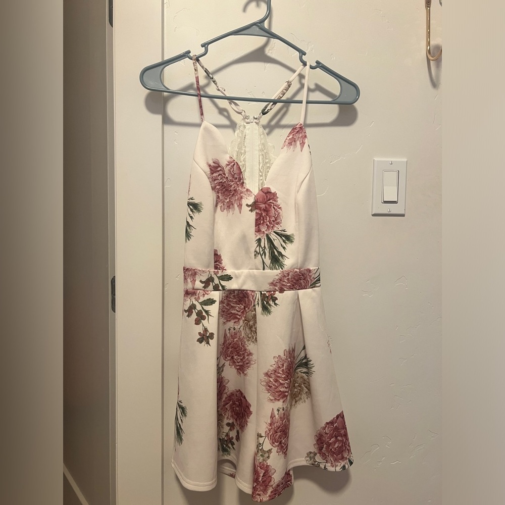 Misc Elevated Basics White Floral Romper